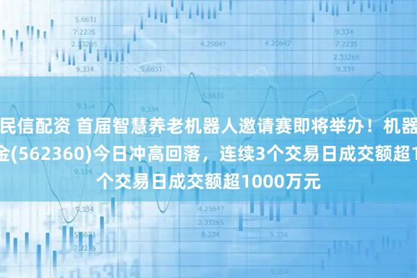民信配资 首届智慧养老机器人邀请赛即将举办！机器人ETF基金(562360)今日冲高回落，连续3个交易日成交额超1000万元
