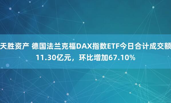天胜资产 德国法兰克福DAX指数ETF今日合计成交额11.30亿元，环比增加67.10%